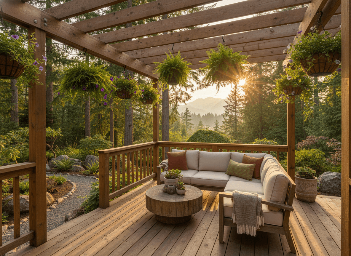 Cedar deck with pergola