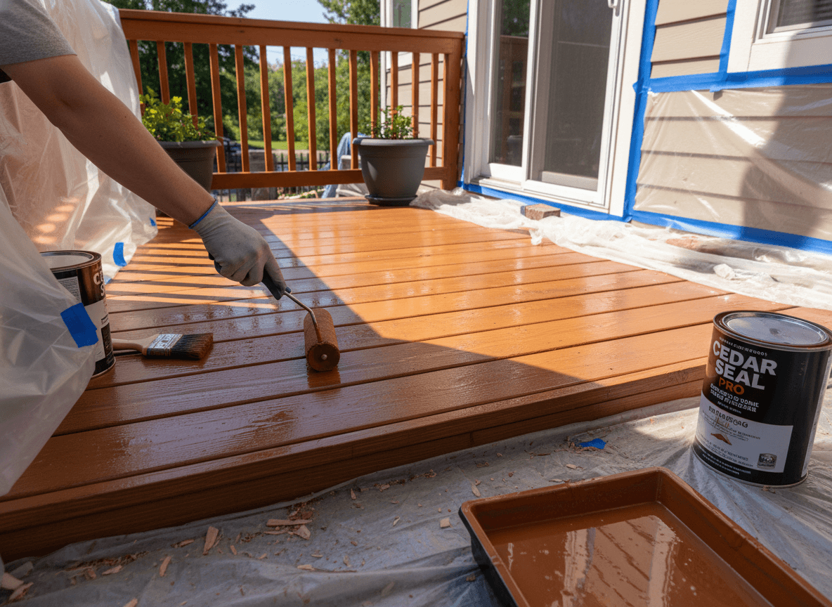 Deck maintenance staining